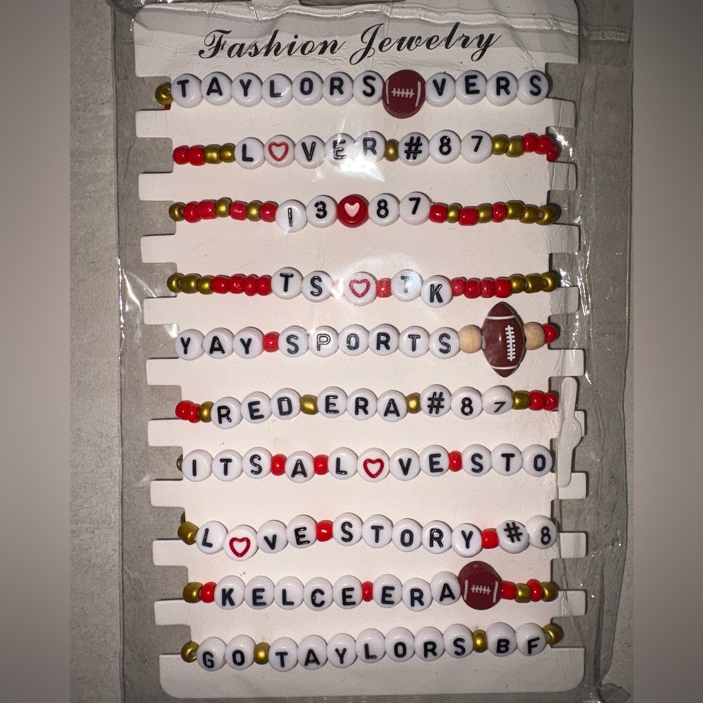 Taylor Swift & Travis Kelce Chiefs friendship bracelets (NWT)